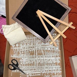 Black Felt Letter Board with Wooden Easel